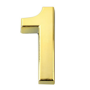 Gold Plated Plastic Number Stickers Self Adhesive Metal Tag Identification Plaque for Community Room Number Labeling