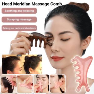 Head Meridian Massage Comb Wide Tooth Gua Sha Comb For Body Neck Leg Natural Scalp Massager Promote Blood Circulation