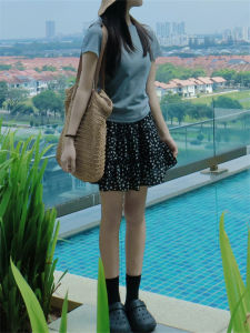 Váy Ngắn Chữ a Họa Tiết Hoa Cạp Cao Mùa Hè Cho Nữ Dáng Mập Váy Ngắn Đa Năng Thoải Mái Thoáng Khí