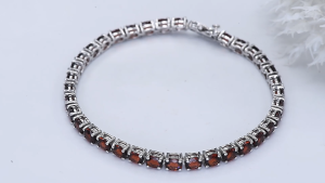 Lohaspie Jewelry Real 16.6 Carats Solid Sterling Silver 925 Bracelet Original Natural Garnet Bracelet Bracelet For Women 925 Silver Garnet Birthstone Bracelet For Women Jewelry