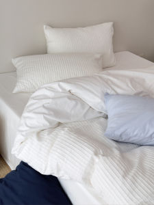 June Rain White Pure Cotton Bedding Set Four-Piece Suite All Seasons Solid Color Flax Linen Fabric Soft Touch Comforter Cover