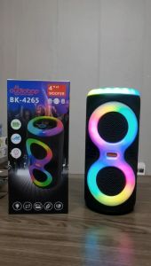 2*4inch Super Bass Portable Bluetooth Wireless Speaker LED Light With Wired Microphone