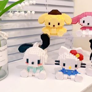 Cute Sanrio Building Blocks Kuromi Cinnamoroll Pompompurin Cartoon Desktop Ornaments Educational Toys Gifts for Students Children Compatible with LEGO Micro Particle Building Bricks Mainan Budak Perempuan Lelaki 兼容乐高微颗粒拼装积木可爱卡通学生儿童益智玩具礼物
