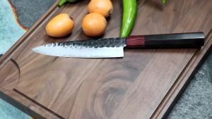 JUMCSONG 5.5 Inch Tiện Ích Dao Gọt Vỏ 3 Lớp Thép Tổng Hợp Thủ Công Đầu Bếp Santoku Cắt Lát Dao Nhà Bếp