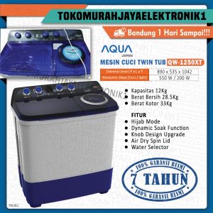 MESIN CUCI AQUA 2 TABUNG 12 KG SANYO JAPAN QW-P1250T GARANSI RESMI KHUSUS BANDUNG DAN JAWA BARAT  By TMJ