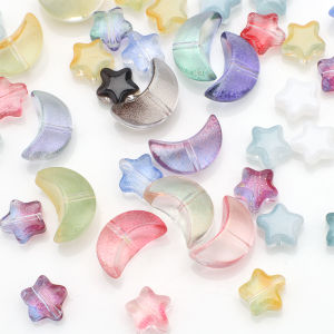 60Pcs Crystal Star Moon Pendants Mixed Glass Loose Beads Crafts for DIY Jewelry Making Handmade Earring Necklace Accessories