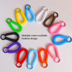 Retractable Coil Spring Keychain Stretchy Spirals Keyring for Work Keys ID Badge