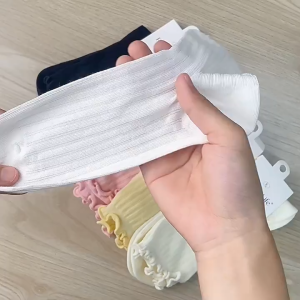 CEEKEY ฤดูร้อนบางถุงเท้าผู้หญิงสีทึบกลางถุงเท้าเทพธิดาหลวมขอบเห็ดหูหนูถุงเท้า