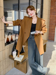 Elegant Deep Brown Retro Style Womens Suit Jacket Casual High-Quality Fashion Autumn New Arrival Big Female Lead Role