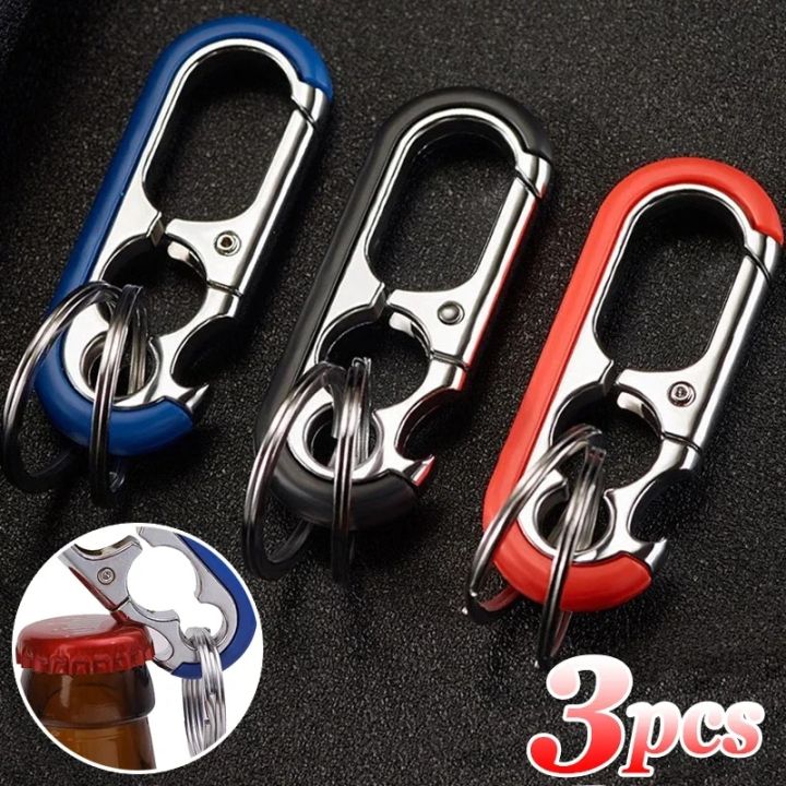 3pcs Keychain Men Stainless Steel Buckle Outdoor Carabiner