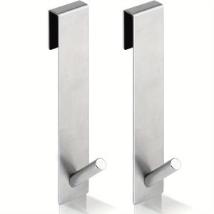 Bathroom Door Hook Stainless Steel Shower Curtain Rod Hanger For Towels Clothes Easy Install No Drill Needed Fridge Storage