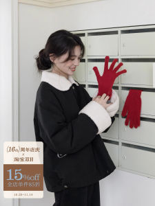 Alpine Snow Peak Thickened Fleece Womens Jacket Short Style Workwear Denim Top Autumn Winter Cotton Polyester Zipper Closure