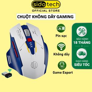Chuột máy tính không dây gaming SIDOTECH M6P GUNDAM pin sạc 6 nút thiết kế công thái học 4 mức chỉnh DPI silent tắt tiếng chống ồn wireless chơi game liên minh csgo dota valorant trên PC Laptop - Hàng chính hãng
