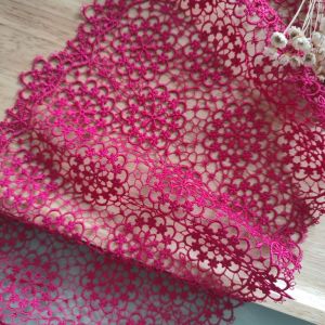 Handmade DIY Material Beautiful Dark Purple Red Sunflower Silk Thread Wide Lace Dress Skirt Decoration Exquisite Home Fabric