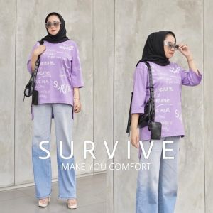 Baju Wanita Oversize Survive Lengan 7/8