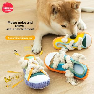 Hipidog | Dog Toy Sound Making Slippers Self Entertaining Chewable Rope Knot Dentistry Toys For Small To Medium Size Dogs Wear Resistant
