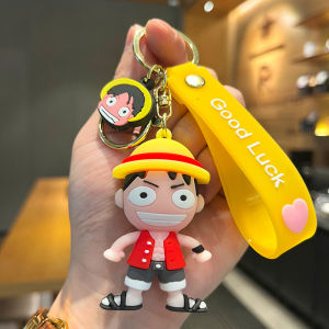 One Piece Luffy Soft Silicone PVC Keychain Carriage Bag Hanging Decoration Cute Plush Toy Keyring Vehicle Backpack Ornament