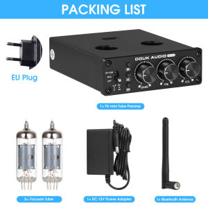 Douk Audio HiFi Bluetooth 5.0 Valve Tube Preamp Stereo Receiver USB Player Home Desktop Pre-amplifier w/Treble Bass Control