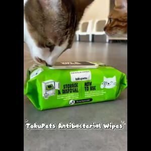 [Human Grade] Tokupets Pet Wipes 100pcs 15cm x 20cm - Extra Thick & Large  Antibacterial Wet Tissue for Cat Dog Animal