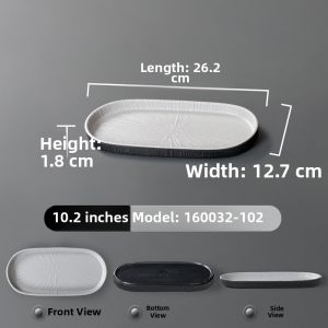 Commercial Dining Dishware Plate Rectangular 10 Inch Pure Color Japanese Style Banquet Restaurant BBQ Specialty Dishware