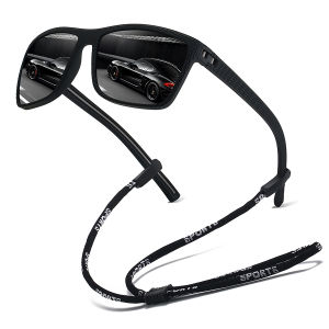 With Chain Fashion Vintage Check Pattern Sunglasses Men Women Classic Driving Fishing Square Sun Glasses Man Retro Eyewear UV400