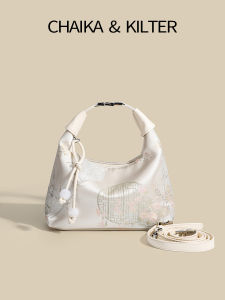 New Chinese Style Embroidered Crossbody Bag Ladies Single Shoulder Handbag Summer 2025 Fashion Trend Soft Fabric Moon Shape
