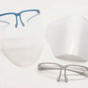 1Set Dental Face Shield Anti-Fog Visor Splashproof Full Coverage Lightweight PPE With 10Pcs Films White/Blue