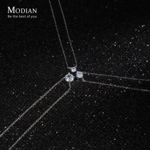 925 sterling silver geometric cut sparkling zircon pendant necklace for Women wedding engagement jewelry