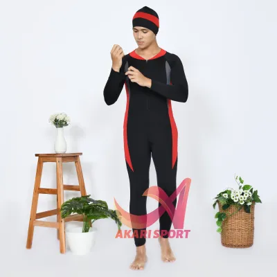 BAJU RENANG DEWASA SELAM PRIA WANITA PANJANG FREE TOPI SPANDEK PREMIUM