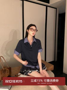 Quận Ouyang Áo Polo Nữ Tay Ngắn Thiết Kế Mùa Hè Màu Sắc Độc Đáo Khối Ve Áo Chui Đầu Công Sở Quần Áo Thường Ngày