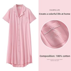 JIALEFEN | Summer Cotton Short Sleeve Thin Shirts Robe