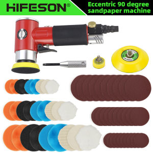 HIFESON Eccentric 90° Sander Polishing Grinder Machine Air Tools Pneumatic Powered Polisher Set For Car Metal Wood Polishing
