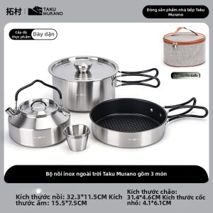 TAKU MURANO | Bộ Nồi Nấu Ăn Cắm Trại Ngoài Trời Xách Tay 3 Món