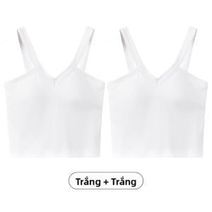 MiiOW | Áo ba lỗ cotton nguyên chất cổ chữ V không tay mùa hè 2025 dành cho nữ Áo ba lỗ ngắn không tay có đệm ngực Áo khoác ngoài hở lưng