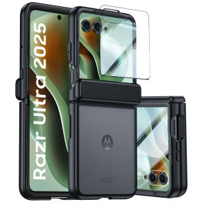 For Moto Razr Ultra 2026/ Ultra 2025 Casewith Hinge & Screen ProtectorMilitary-Grade Drop Protection Cover Phone Case-Blue