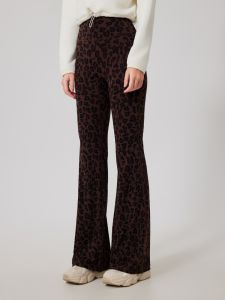 กางเกงโยคะเอวสูงบุขนแกะลายเสือดาว กางเกงวิ่งออกกำลังกาย กางเกงขายาวสำหรับใส่กลางแจ้ง กางเกงขายาวสำหรับเล่นกีฬา ฤดูใบไม้ร่วง/ฤดูหนาว