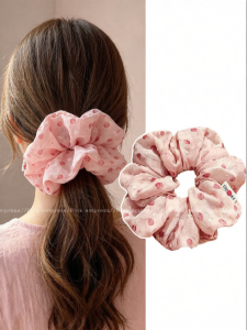 PINK EMPRESS | Pink Dots Hair Scrunchie Highly Elastic