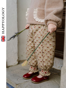 Thickened down Trousers for Girls Happyology Childrens Outerwear Winter Warm Duck down Pants Baby Clothes Polyester Fabric