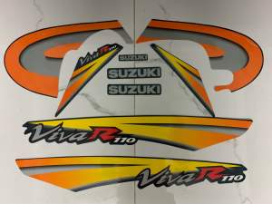 Bộ tem Suzuki Viva R110 hàng nhập Thái Lan chất lượng cao dành trang trí riêng cho dòng xe này tem in lụa màu sắc rất đẹp và bền giá bán cực tốt bán lẻ như bán sỉ