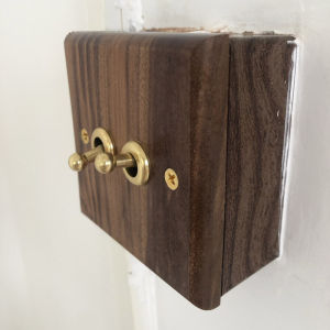 PIALT | Black Walnut Panel Brass Lever Solid Wood Vintage Switch Socket 86 Type Single