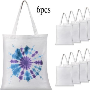 6 Pcs Sublimation Blank Tote Bags – Reusable Shopping Bags with 12oz Thickness Ideal for Decorating and Personalizing Gifts