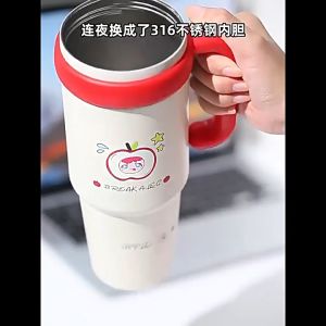 Media แก้วเก็บเย็น แก้วน้ำความจุสูง 1000ml แก้วเก็บความเย็น ลายการ์ตูนน่ารัก วัสดุสแตนเลส 316 มีด้ามจับ พร้อมหลอด แก้วน้ำเก็บความเย็น/เก็บความร้อน ของขวัญ