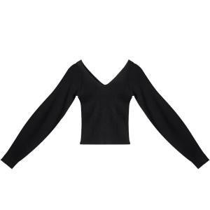 SOLWEIGE | Romantic V-Neck Waist-Cinching Short Knit Sweater