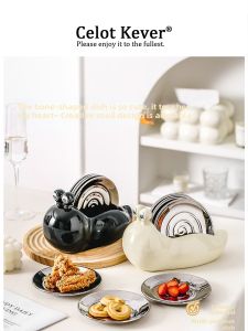 High Aesthetic Ceramic Snail-shaped Crumb Tray