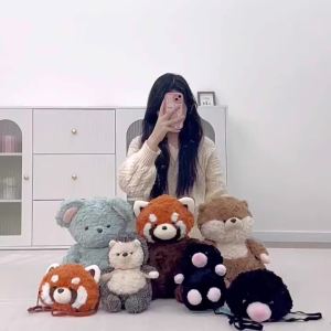 Red Panda Fluffy Plush Toy Soft Cute Doll Children Kid Present Birthday Gift Patung Comel  Little Bear Cat Plush Toy Doll