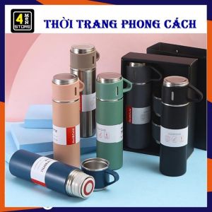 Bình giữ nhiệt 500ml  Lõi Inox 304 Cao Cấp Tặng Kèm 2 Ly Inox Có Quai Sang Trọng Chắc Chắn Full Hộp Thích Hợp Làm Quà Tặng - Ly Giữ Nhiệt - Cốc Giữ Nhiệt