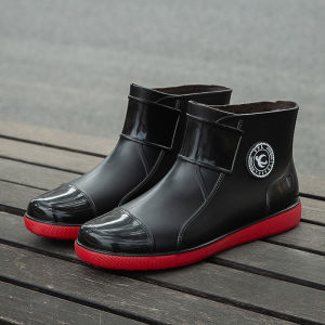 Reinforced Cotton Fishing Soft Bottom Mid-Low Cut Outdoor Mens Rain Boots Wear-Resistant Short Tube Korean Style Waterproof Shoes