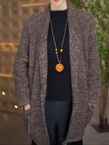 QINGNAER | Áo Cardigan Sweater Dạng Rộng Size Lớn