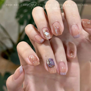 MONLEYTA | Handmade Nail Tips Wearable False Nails Short To Medium Length Premium Feel Autumn Winter Design Ready Made Nail Patches