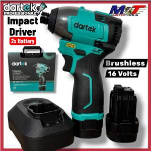 Dartek Professional Impact Driver Brushless 16 Volts with 2 Batteries and Charger Q3160-1